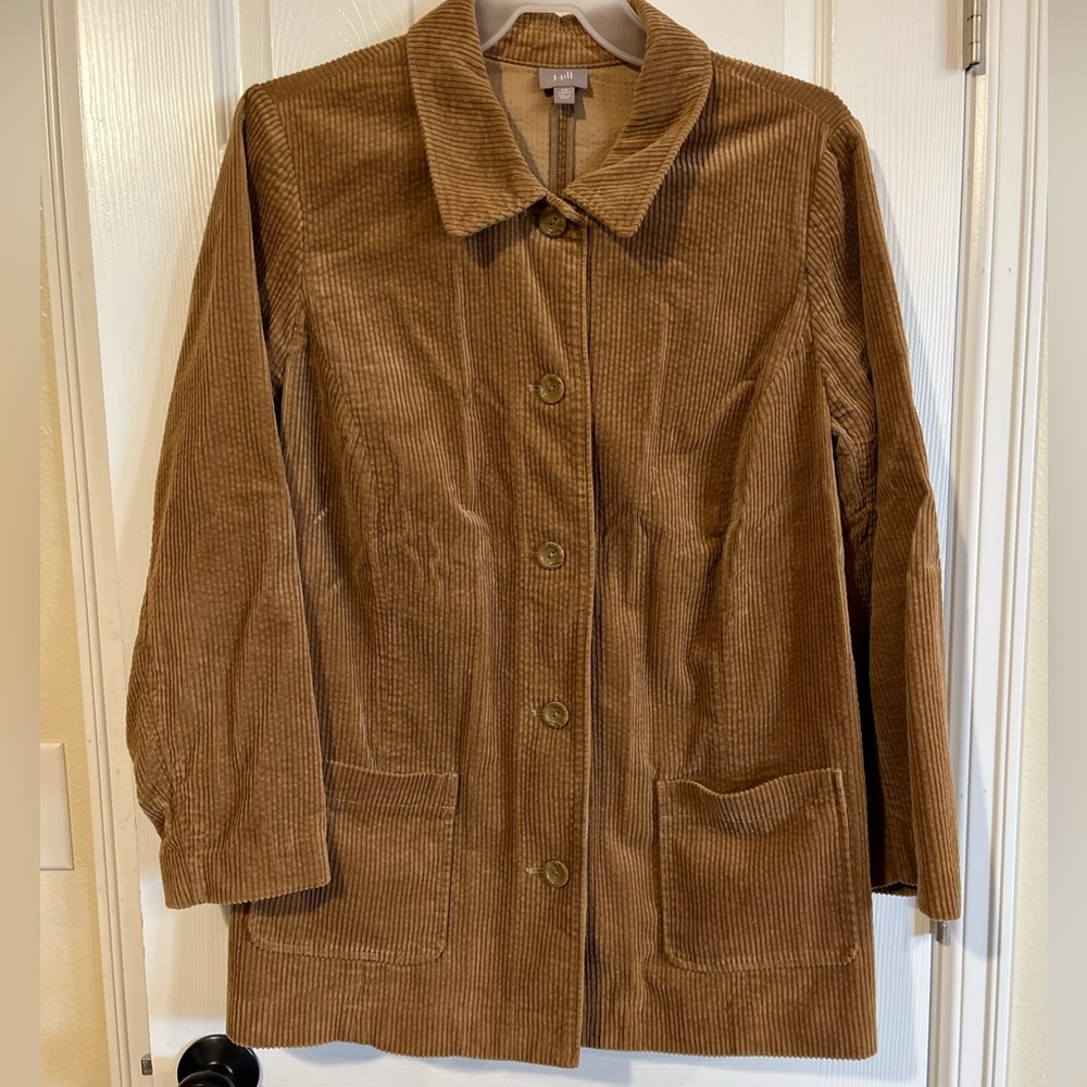 J Jill size 2X Warm Tan Brown Corduroy 5 Button Jacket w/ Rear Pleat & Pockets
